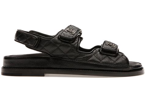 chanel quilted dad sandal black leather|Black Chanel Dad Sandals .